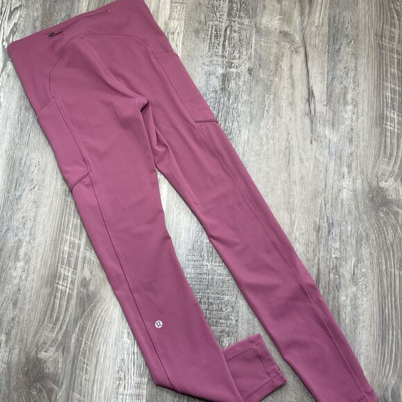 Lululemon 4 Leggings Speed Up Tight 28 Moss Rose Pink Purple Pants Size 4